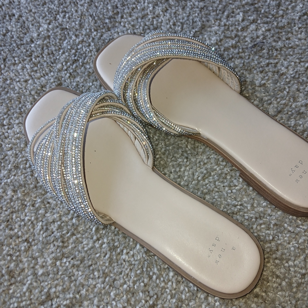 a new day Beige and Silver Sandals